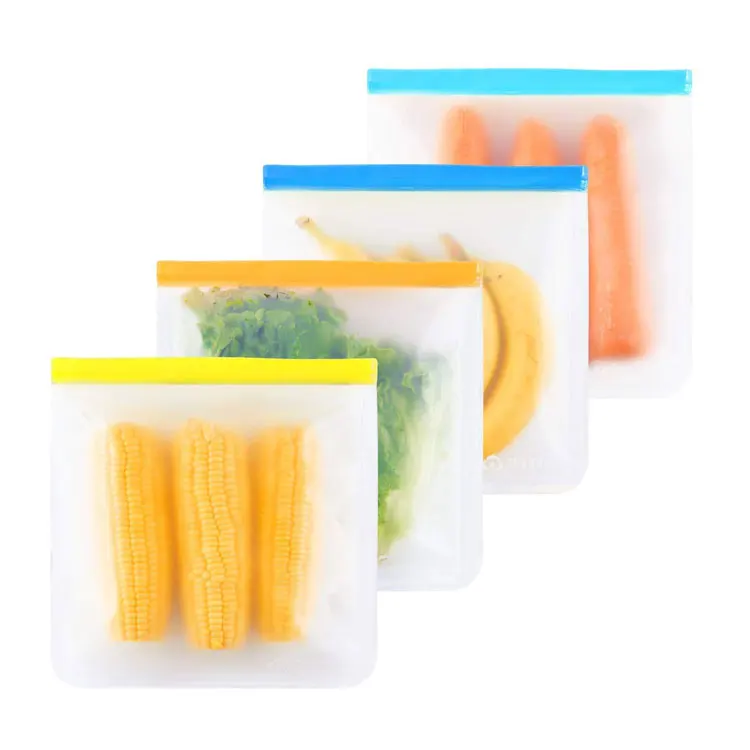 

Reusable Leakproof Freezer BPA Free PEVA Food Storage Bag, Red/blue/green/grey