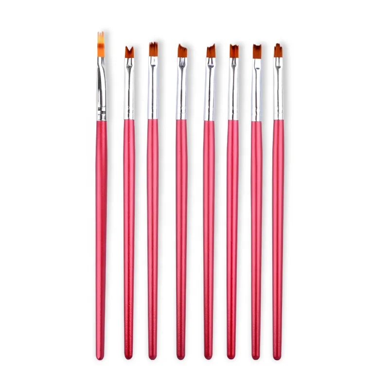 

8pcs/set Rose Wooden Handle Nail Art Brush Carving Flower Shape UV Gel Polish Drawing Painting Pen Multifunction Brushes Kits