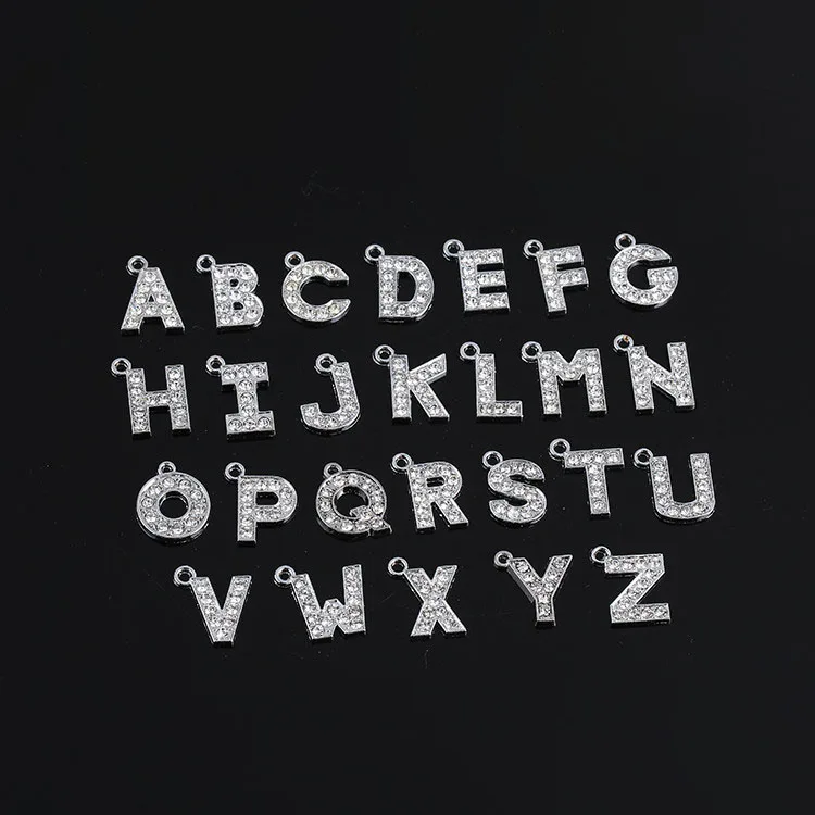 

Crystal rhinestone letter M metal chain jewelry finding pendants charms