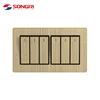 Songri wholesale british standard 6 gang 1 way wall light brushed aluminum panel switch