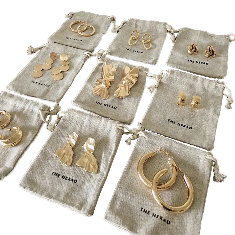 

Custom Linen Muslin Cotton Drawstring Jewelry Bag Pouch With Logo Imprint For Earrings Rings Bracelets Jewelry Gifts Packaging