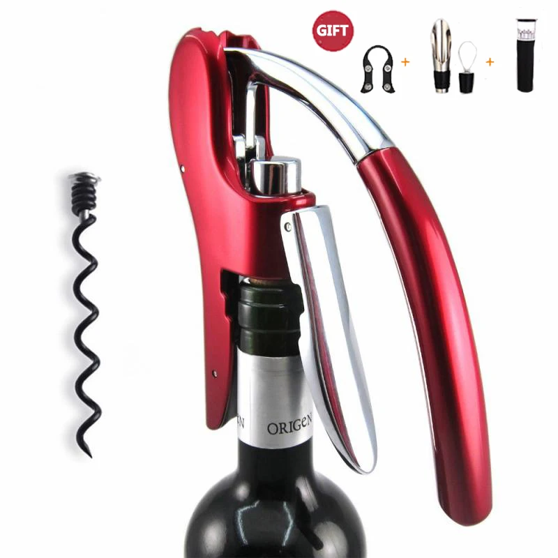 

Professional Zinc Alloy Power Wine Bottle Corkscrew Opener Built-in Foil Lever Corkscrew For Wine Kitchen Tools Bar Accessoires, As photo