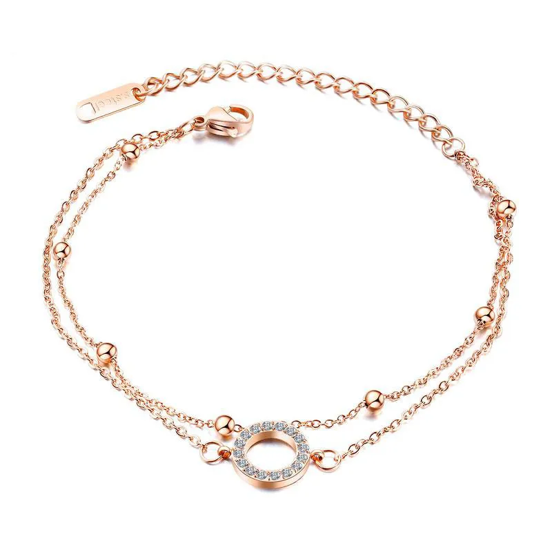 

Geometric Rose Gold Plated Stainless Steel Bracelet with Diamonds stainless steel bracelets for women, Picture
