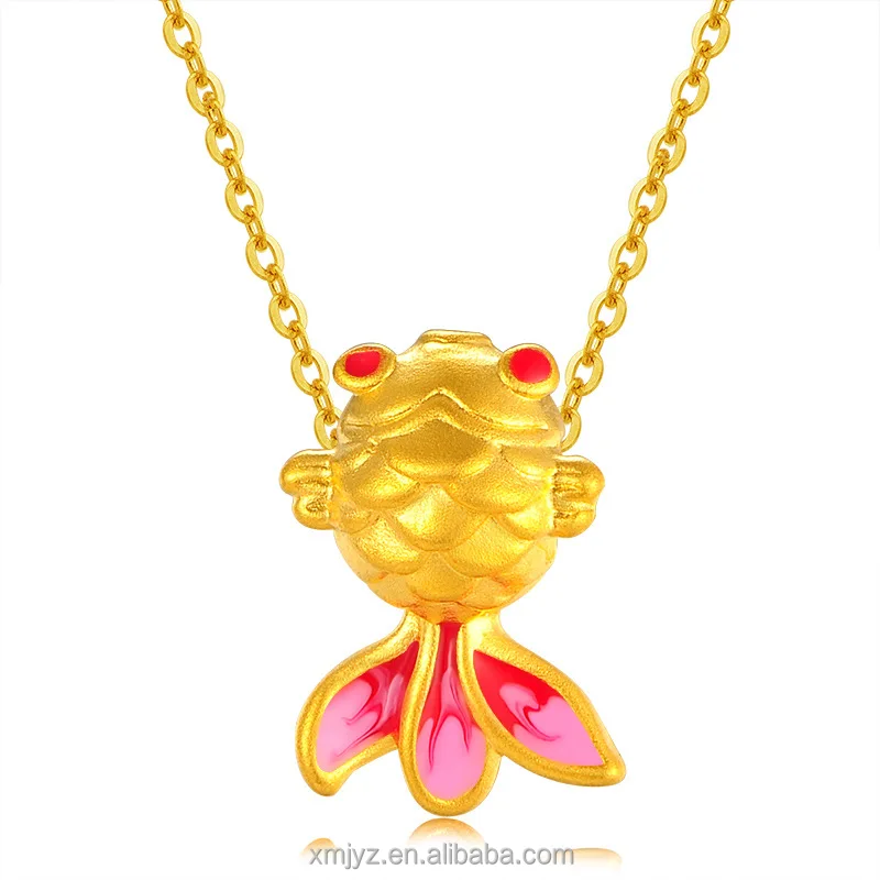 

999 Pure Gold Painted Goldfish Pendant 24K Gold 3D Hard Gold Goldfish Pendant