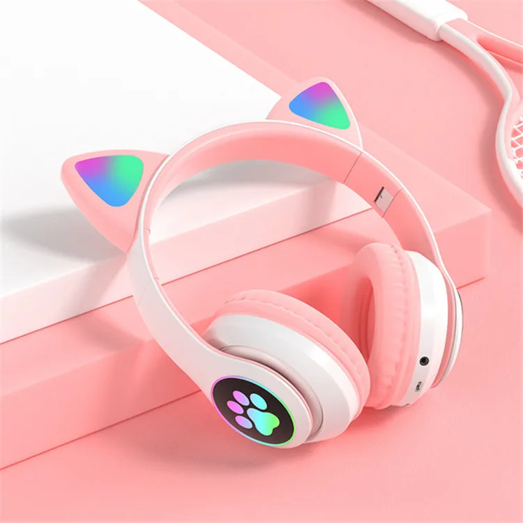 

LED Cat Ear Noise Cancelling Headphones Young People Girl Headset With Mic Support TF Card 3.5mm Plug For Blue tooth 5.0