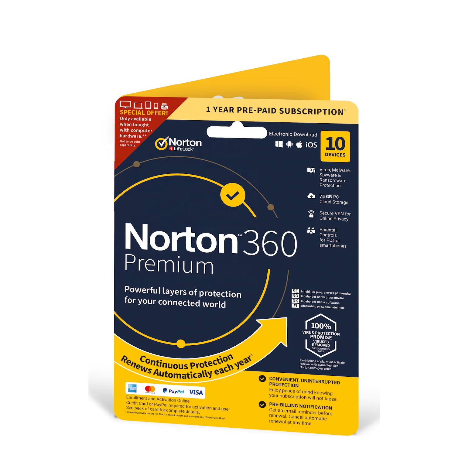 

24/7 Online Email Delivery Norton 360 Premium (10 pc 1 year Account+Key) License Antivirus software Online Download