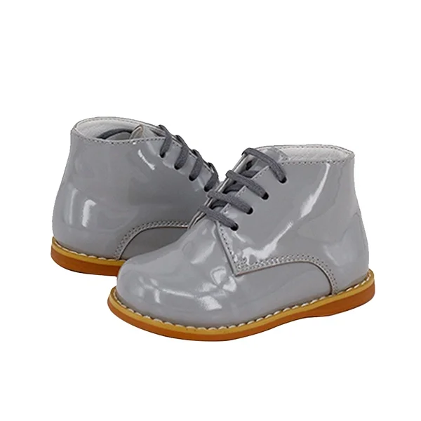 

Choozii Manufacturer Lace Up winter Genuine Leather waterproof baby Boys girls Ankle Flat Boots Kids Shoes, Grey