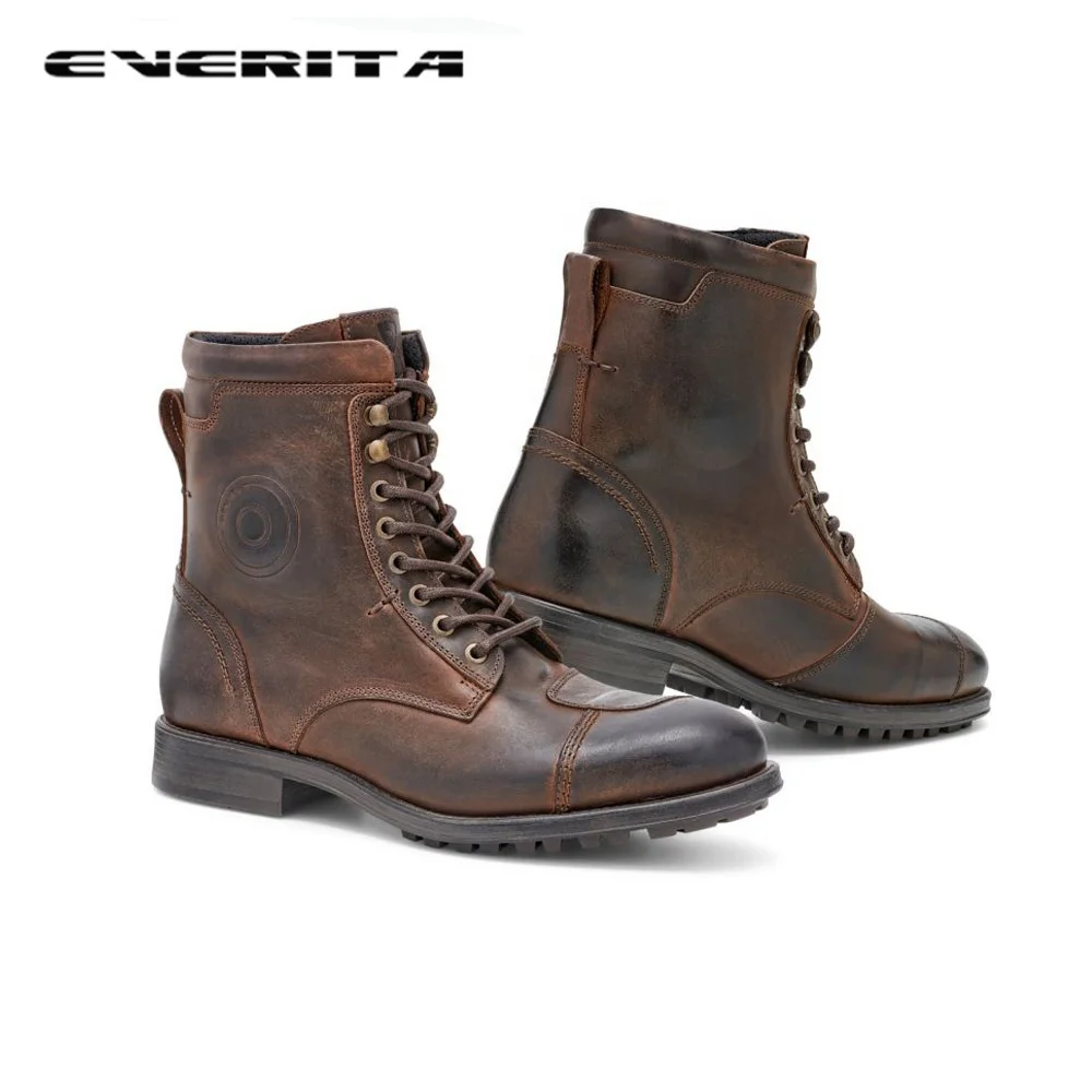 
PPE(EU) Pass Fashionable Genuine Leather Classic Lace Up Motorcycle Boots For Men 