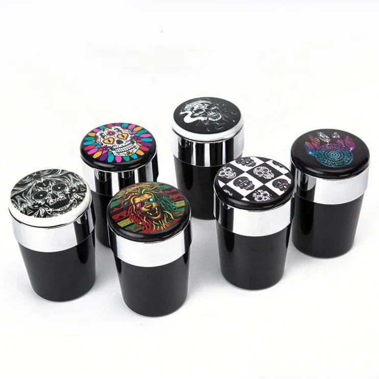 

Ethnic Sk-ull LED Car Ashtray With Lid Portable Smokeless Ashtray Cup Shaped Car Ashtray, Picture