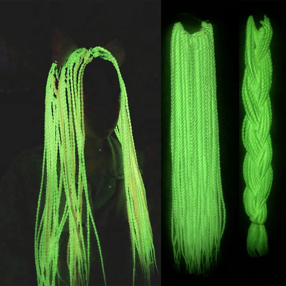 

New Arrive 24inch 100g 100% Glowing Synthetic Jumbo Braids Shining Hair In The Darkness