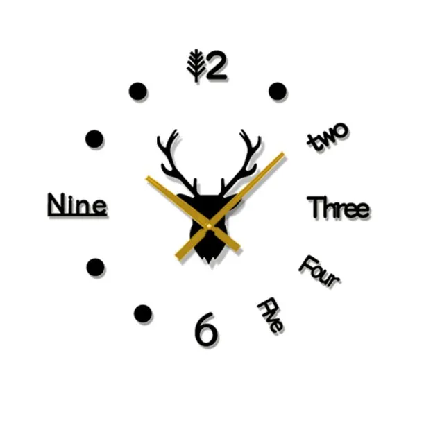 

Modern Creative DIY Wall Clock Home Decorative Sticker Deer Head Acrylic Big Size Wall Clocks