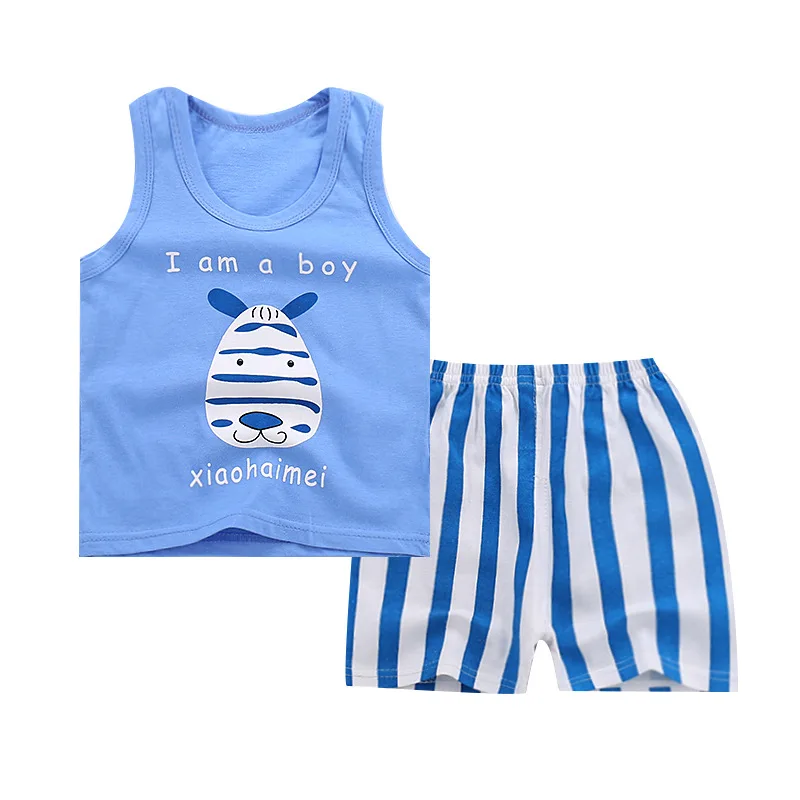 

The latest version Baby summer vest shorts kid clothes set boys