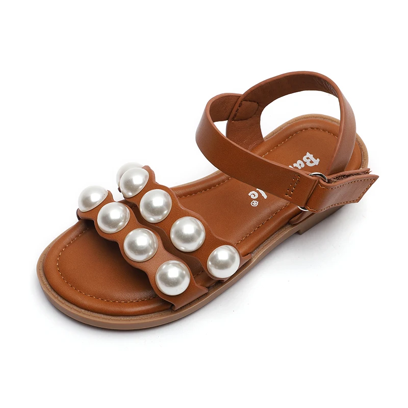 

Summer girl princess shoes sandal baby non-slip soft soles toddler shoes fashion rivet kids shoes, Camel