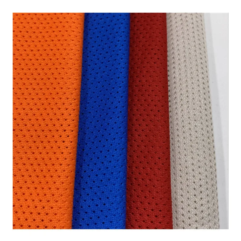 

100%Polyester 75D 110Gsm Low Elastic Breathable Small Hole Interlock Birdseye Mesh Knitting Fabric for Sportswear T-Shirt