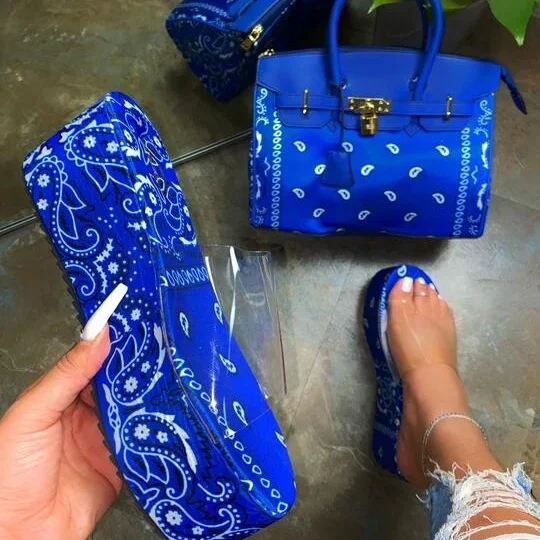 

New Stylish Handbag and Shoes Set Fashion Printed Women Sandals Hot Sale Matching Shoe and bag Set for Ladies