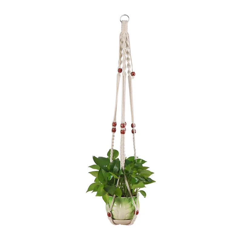 

AAA285 Cotton Rope Basket Hanging Decoration Home Garden Flowerpot string Decor Macrame Knotted Plant Hanger, Multi colour