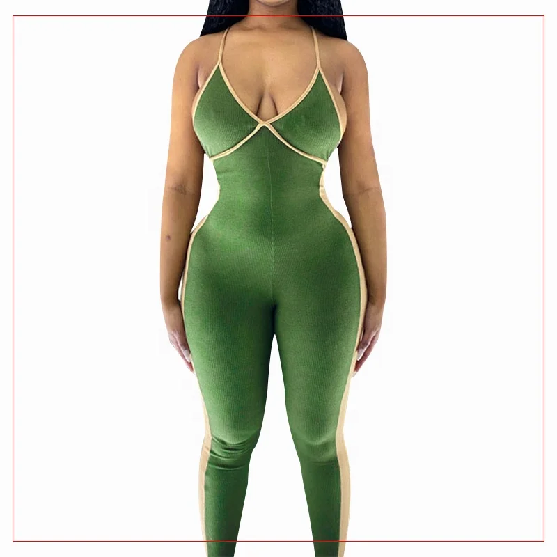 

LL039J Casual Solid Bodycon Sleeveless Jumpsuits Sporty Workout Active Wear Skinny Summer Rompers Womens Jumpsuit Fashio, Red gray black
