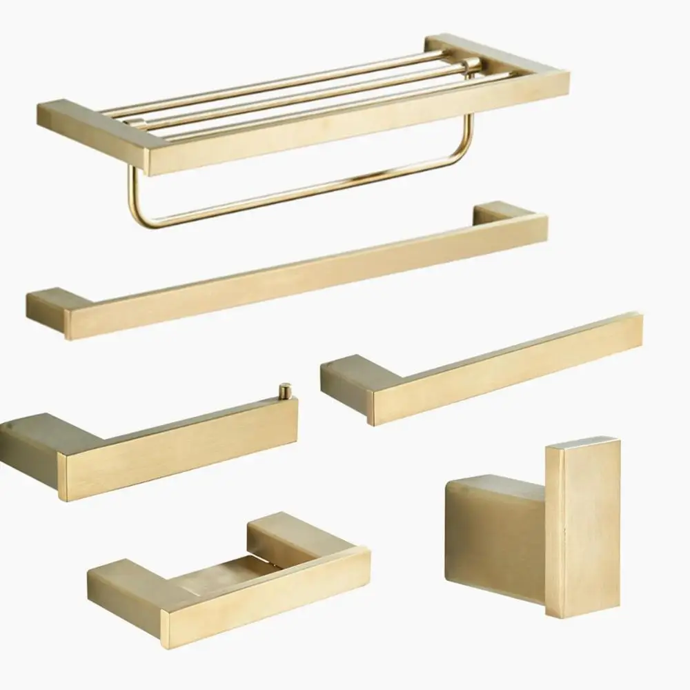 

New Bathroom Brushed Gold Stainless steel Accessory Set