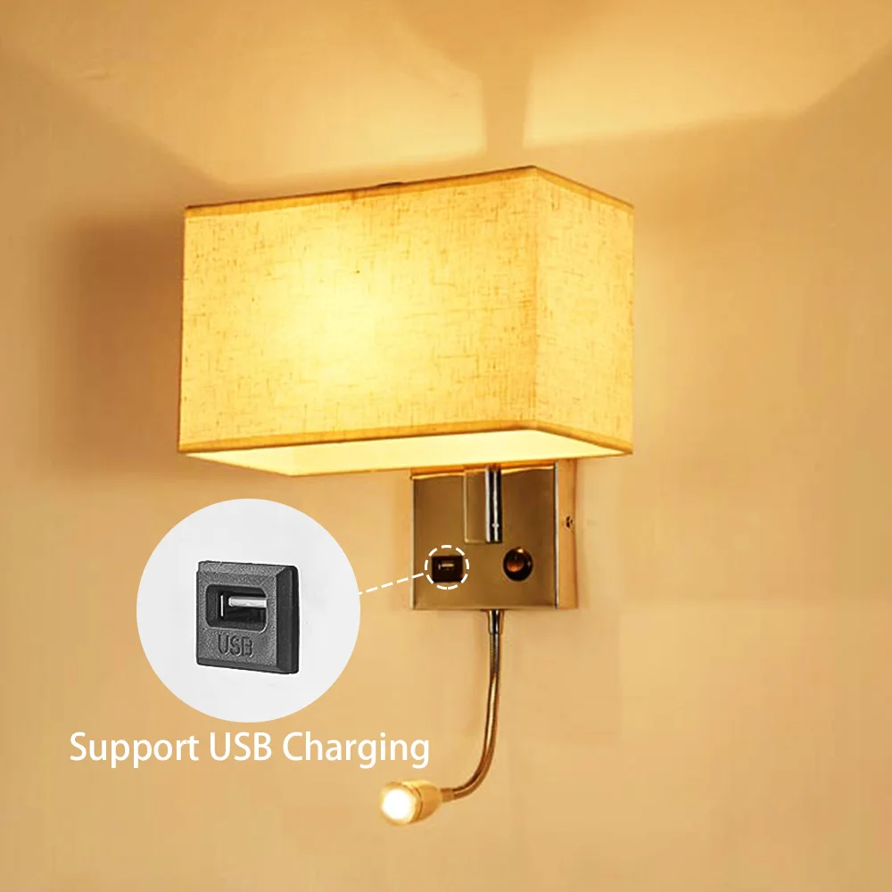 

Modern E27 Indoor Living Room Hotel Lighting Lamp USB LED Sconce Wall Lamp Exterior Wall Light