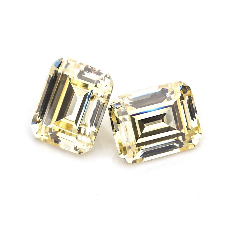 

HMOIS wholesale price Emerald cut GH color VVS1 yellow synthetic loose moissanite stones