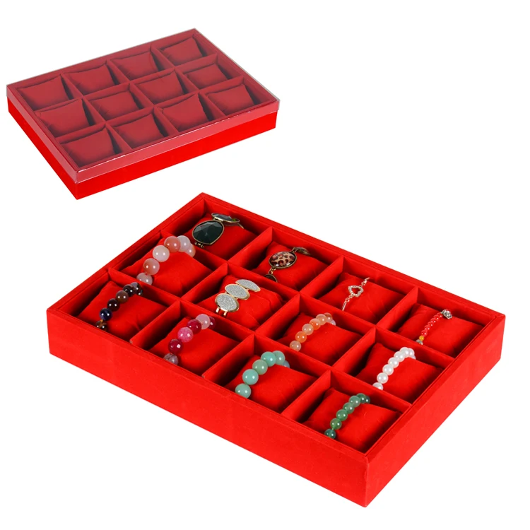 

Luxury Red 12 Watch Case Organizer Box Watch Velvet Display Case Show Case For Watches