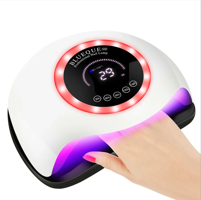 

Colorful Light Ring Design New LED UV lamp table nails lamps 168w Uv Gel Led Nail Lamp, White/pink