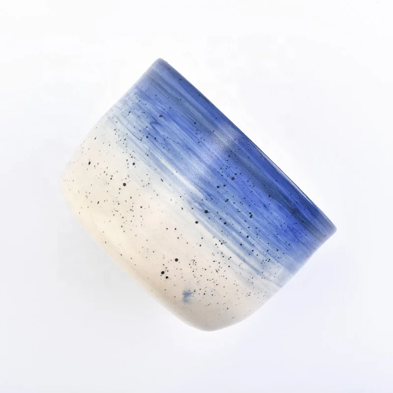 Round handmade painting ceramic candle containers votive scented candle holders wedding decor