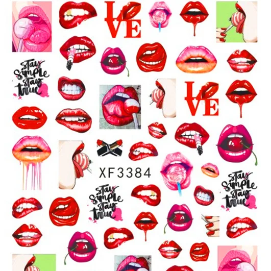 

Popular Red Sexy Lips Nail Art Stickers For Nail Decoration Valentine's Day Dating Stickers