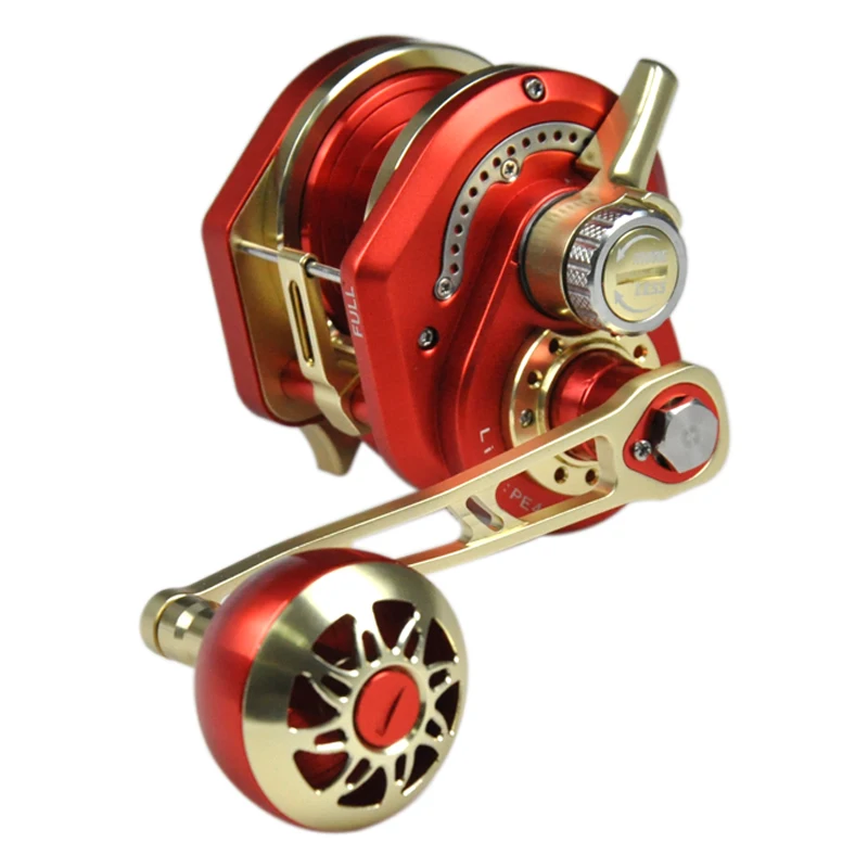 

Full metal body round T bar handle heavy duty waterproof tuna fishing reel deep sea low price ocean jigging reel fishing, Red
