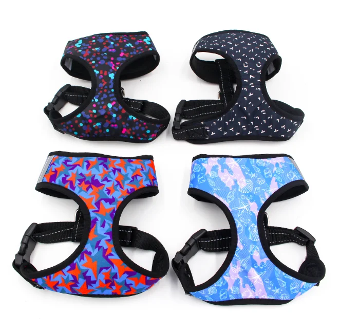 

Fashion Leash Set Reflective Dog Harness Adjustable Small Dog Harness Clothes Vest, As pictures