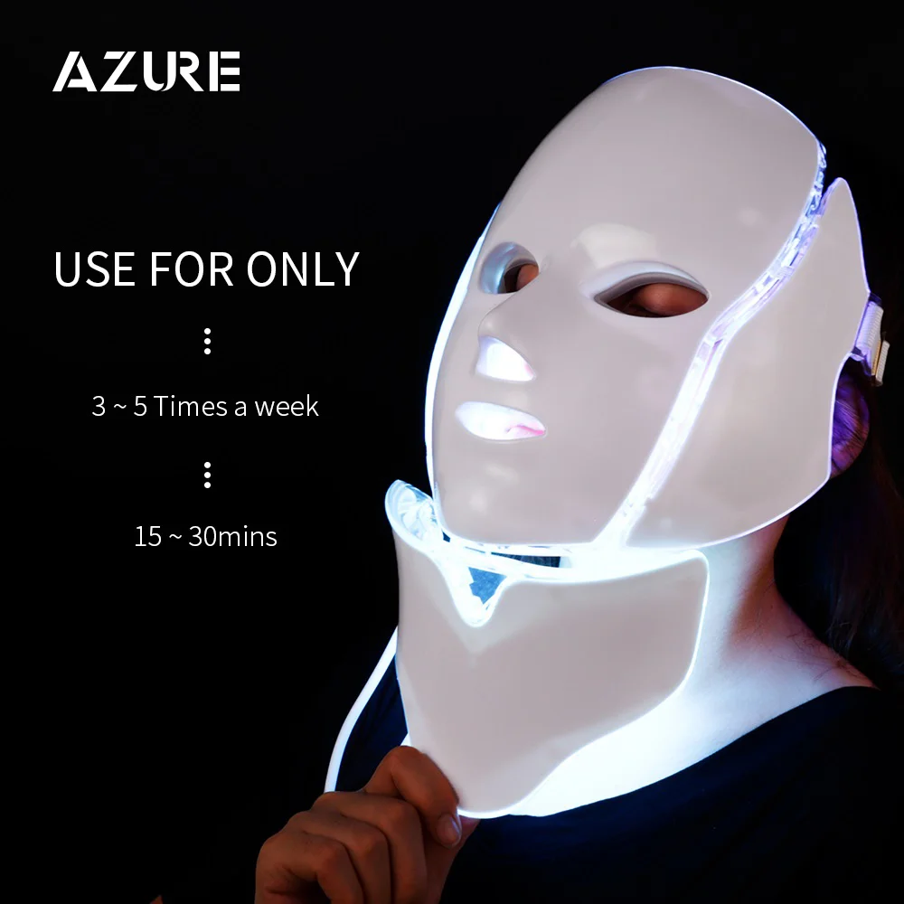 

7 Color LED FACE MASK Phototherapy Light Improve Oily Skin Led Beauty Mask Electronic Professional Beauty Rejuvenation, White,pink,gold