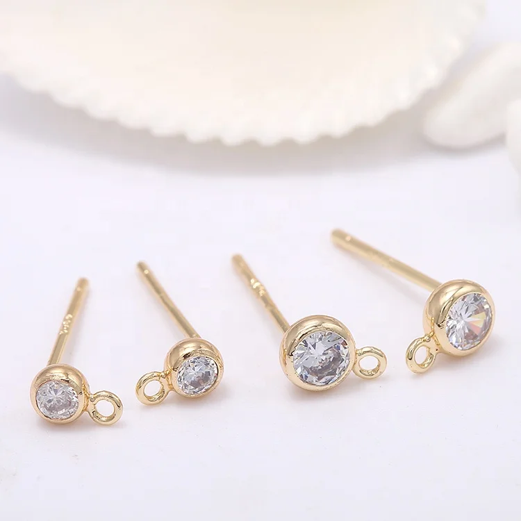 

Earring 14K Gold Plated 3mm 4mm Artificial Diamond Stud Earrings for Women