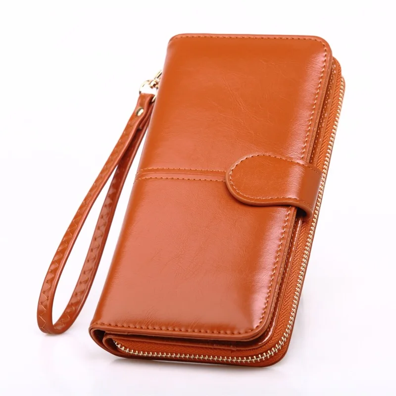 

Leather Wallet Credit Cards Holder Multilayer Wristlet Wallet, As the picture