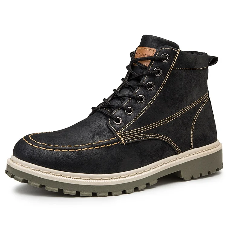 

Heavy duty tumbled leather groundwork work boots High quality rubber boot Men's boots, Purplish blue,pink grey,black,dark blue