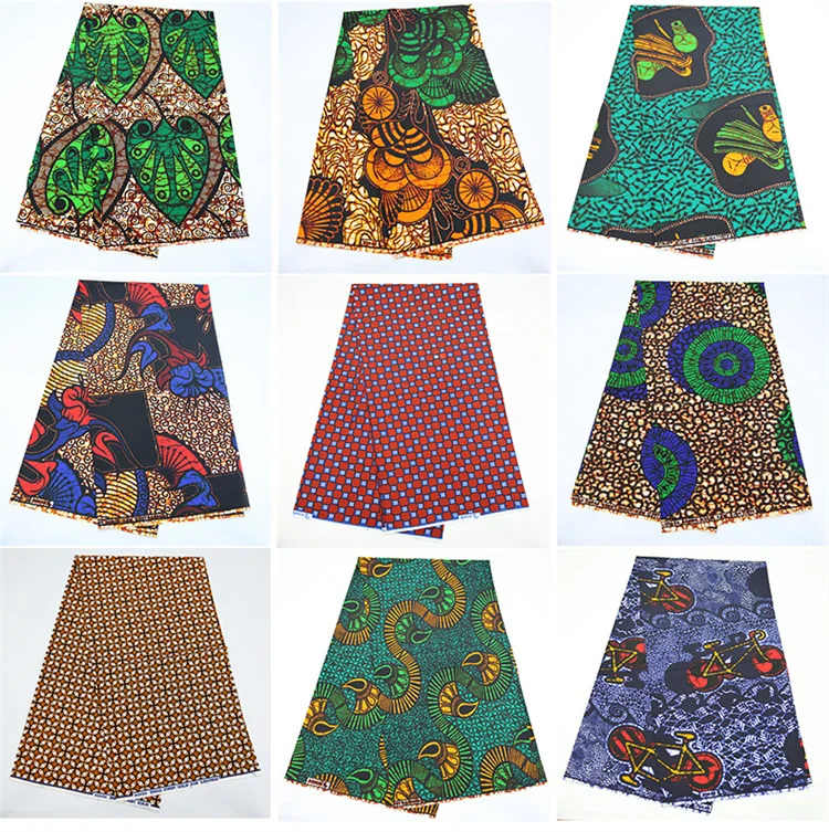 

100% cotton 140gsm Africa printed soft African chiganvy wax fabric OEM multiple patterns custom logo wax printing fabric