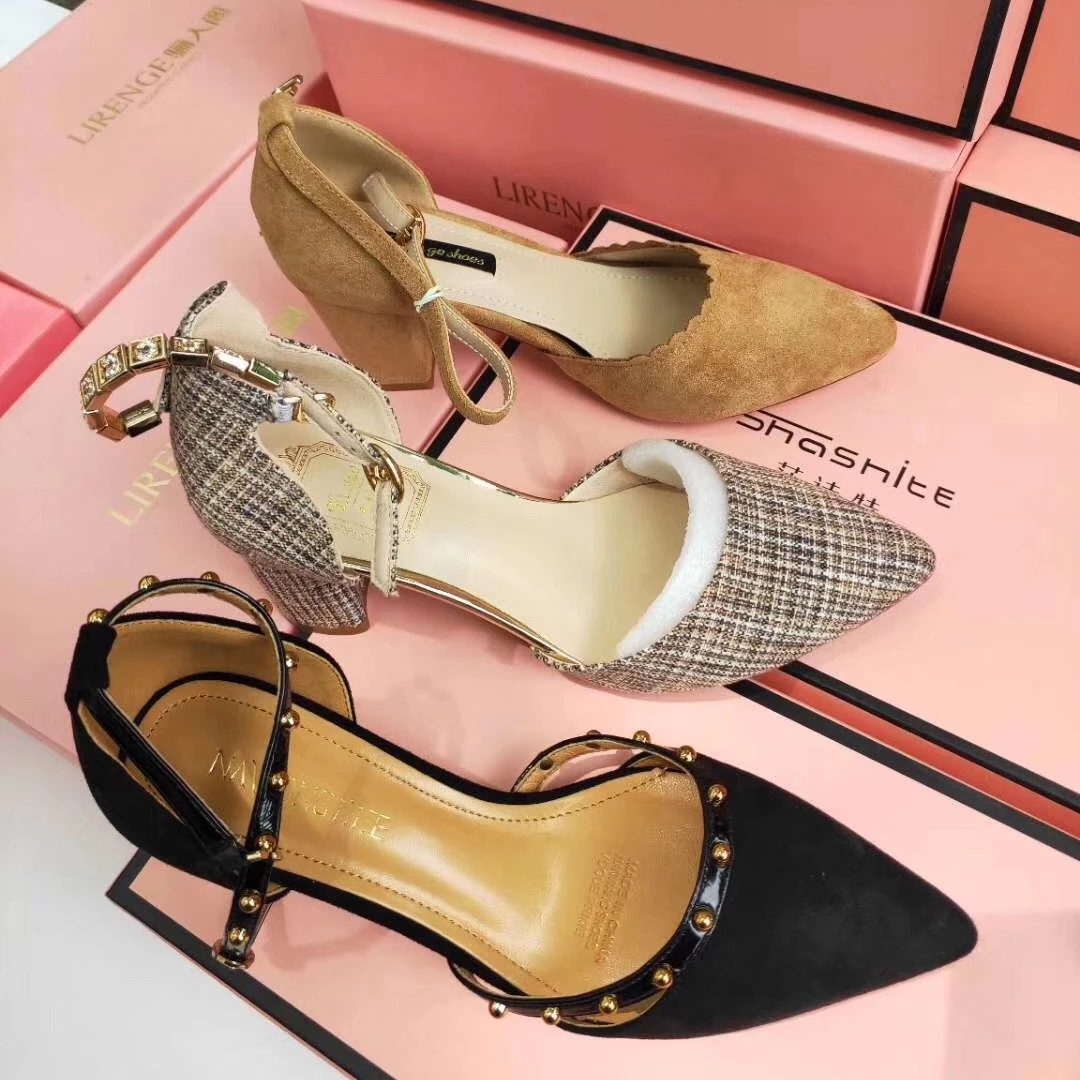 

2021 New High Heels For Ladies Stiletto High Heeled Shoes Open Toe Slippers Large Size High Heels Women Shoes, Mixed colors
