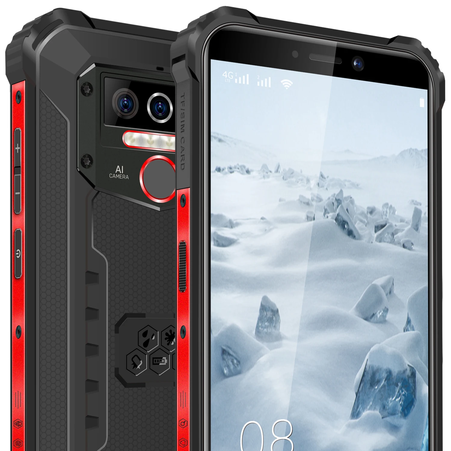 

OUKITEL WP5 Pro IP68 Waterproof Smartphone 8000mAh Smartphone 5.5 inch screen 8000mAh Battery 4GB 64GB Phone, Red,orange