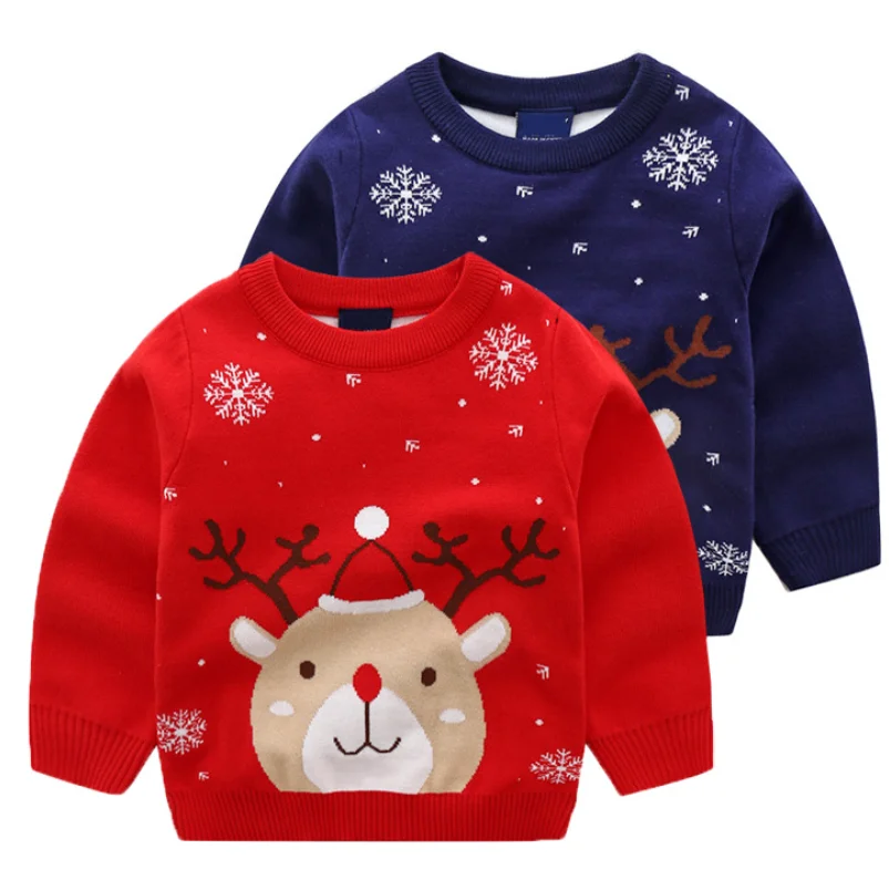 

Christmas Baby Boys Girls Sweaters Knit Winter Toddler Baby Clothes With Deer Kids Children's Sweater Tops, Picture