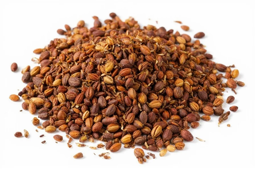 Close-up of anise seeds next to measuring spoons