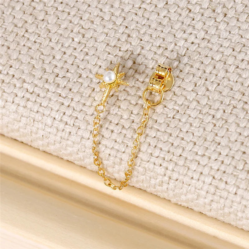 

Wholesale S925 Sterling Silver Long Earrings Natural Pearl Earrings, Gold