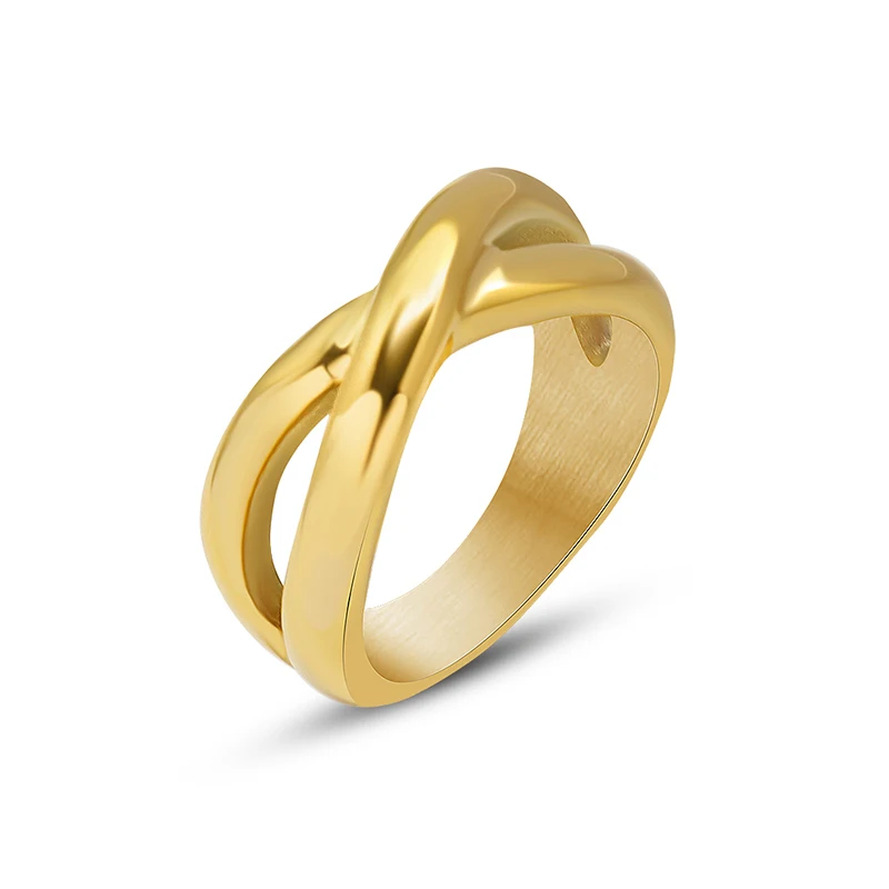 

Interlace Titanium Steel Single Wear Mix Ring 18k Gold Plated Personality Trend Jewelry For Men And Women, Customized color