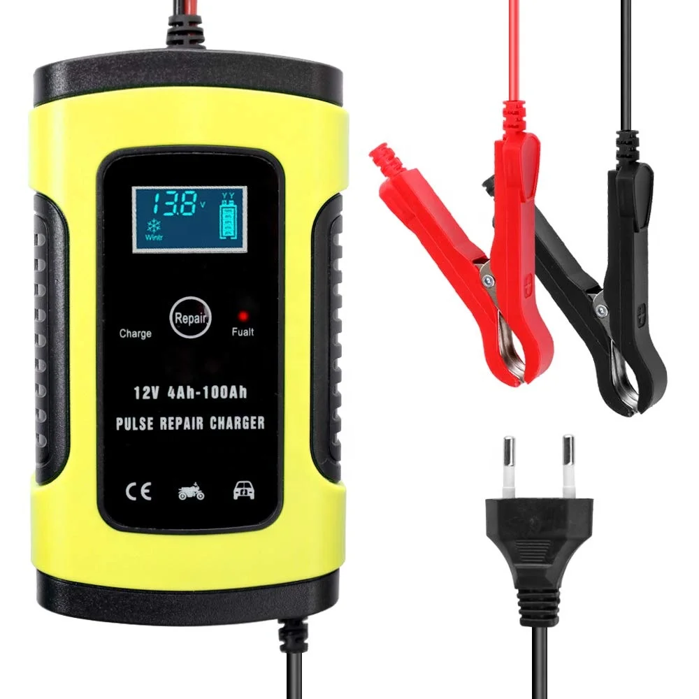 

12V 6A Motorcycle Car Pulse Repair Charger with LCD Display type lead-acid battery charger