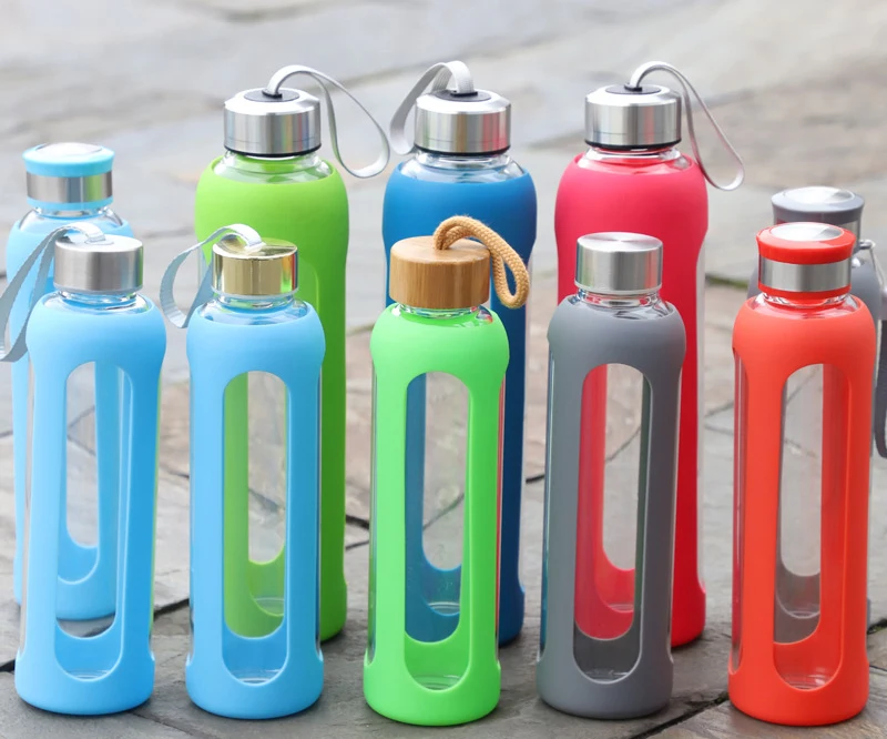 

Mikenda Bamboo Lid Wholesale Glass Bottle Supplier Silicone Cover Water Cup, Can be customized