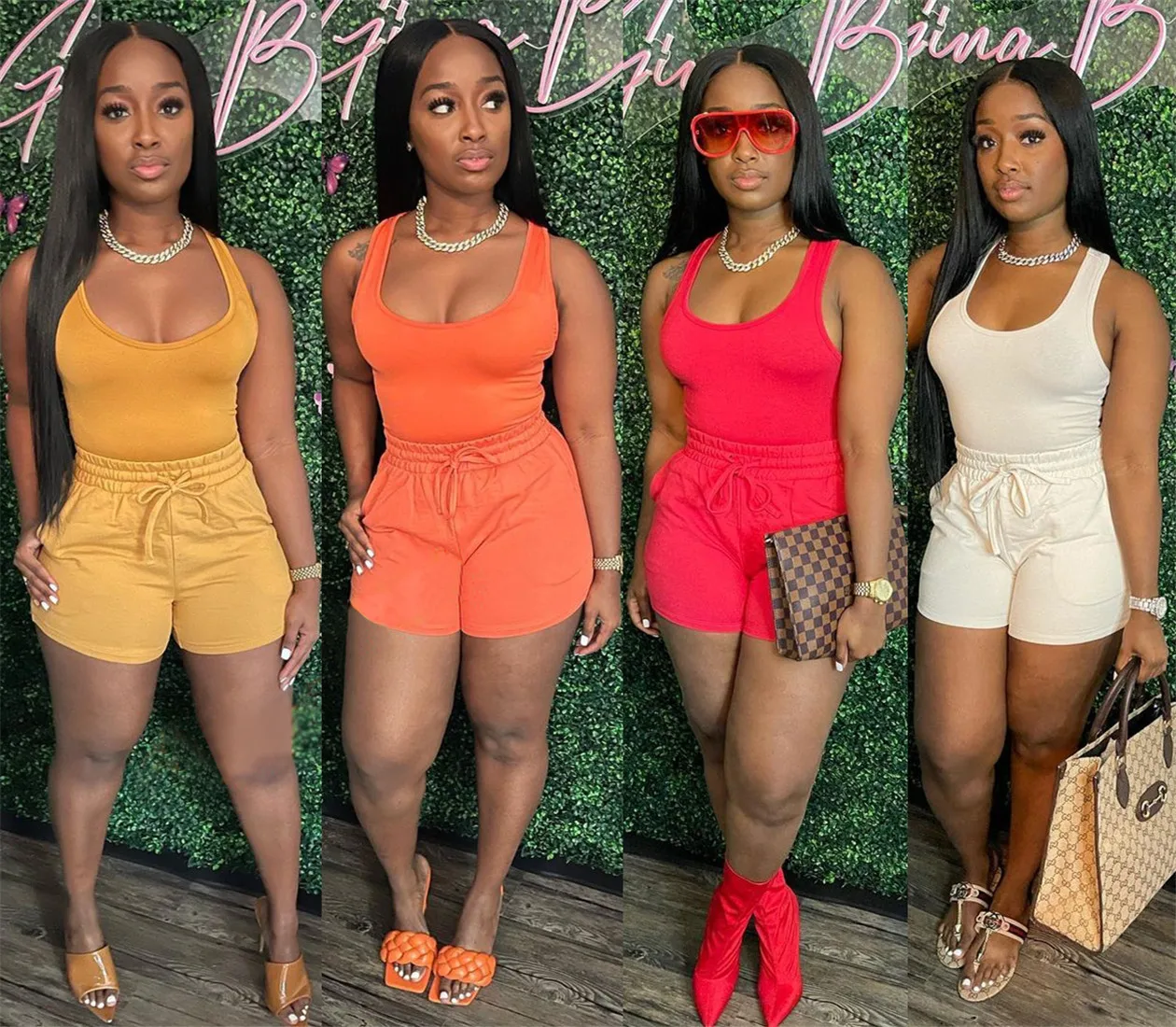 

New arrivals women short 2 piece set for women sets plus size sexy sleeveless woman short set