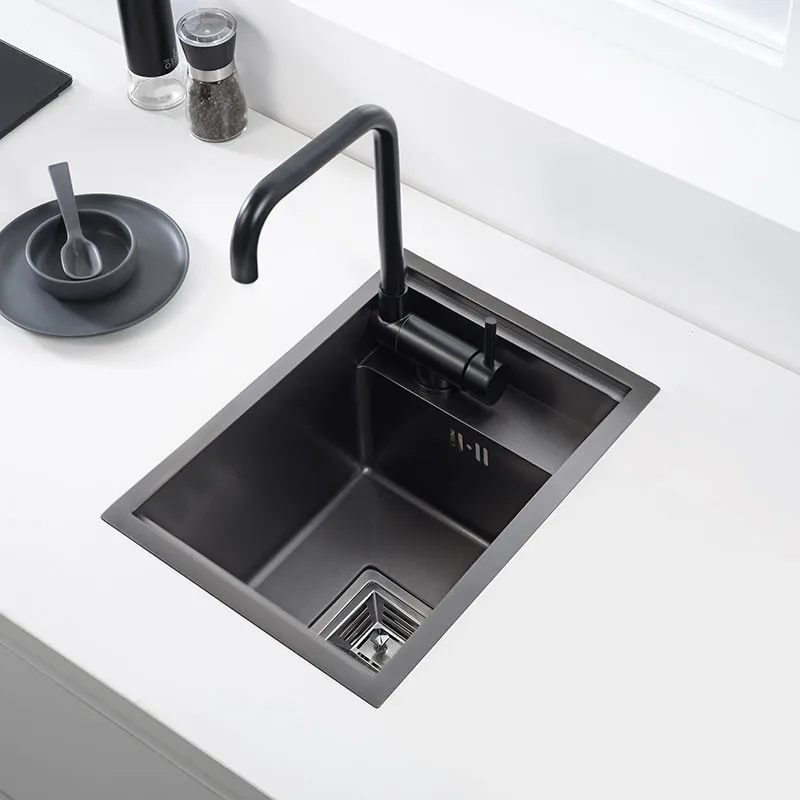 Hidden Black Kitchen Sink Single Bowl Bar Small Size Sink Stainless ...