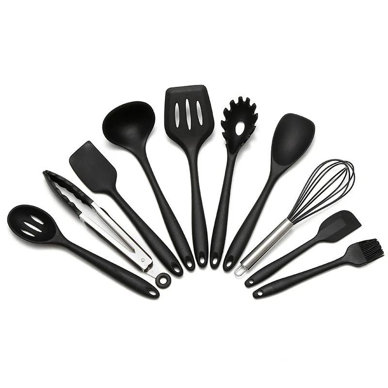 

Free Sample 10 pieces in 1 set Cocina Black Cooking Tools Utensils Non Stick Silicone Kitchen Accessories, Red/black/etc/custom