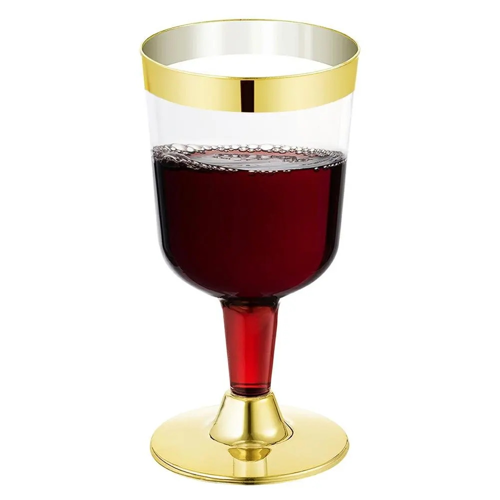 High Quality Gold Rim Disposable Plastic Wine Cups - Buy Clear Elegant ...