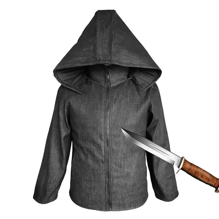 

Gujia Camisa A Prueba de pinchazos EN388 Level 5 Knife Proof Anti Cut Hooded Jacket Stab Proof Cut Resistant Shirts Black Men