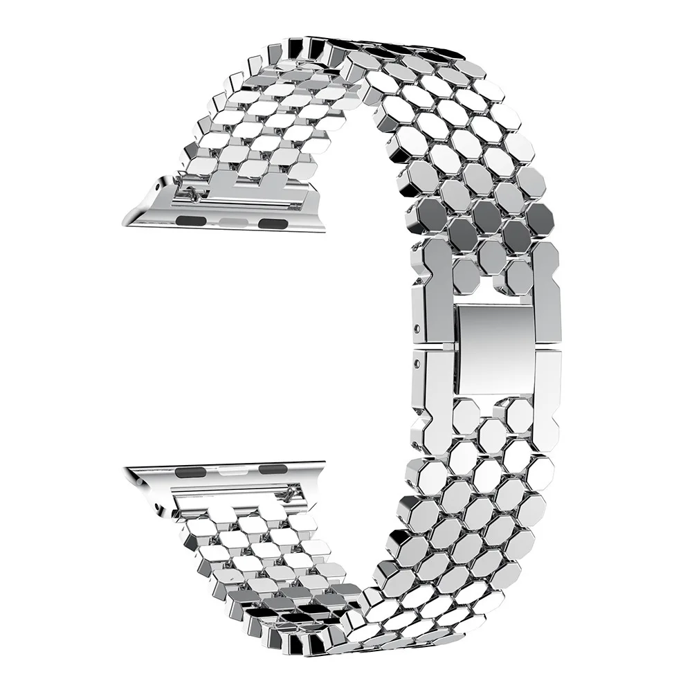 

Premium Stainless Steel Fish-scale Pattern Bands for Apple Watch Series SE/6/5/4/3/2 Bracelet for iWatch 38/42/40/44mm, Silver/gold/black/rose gold