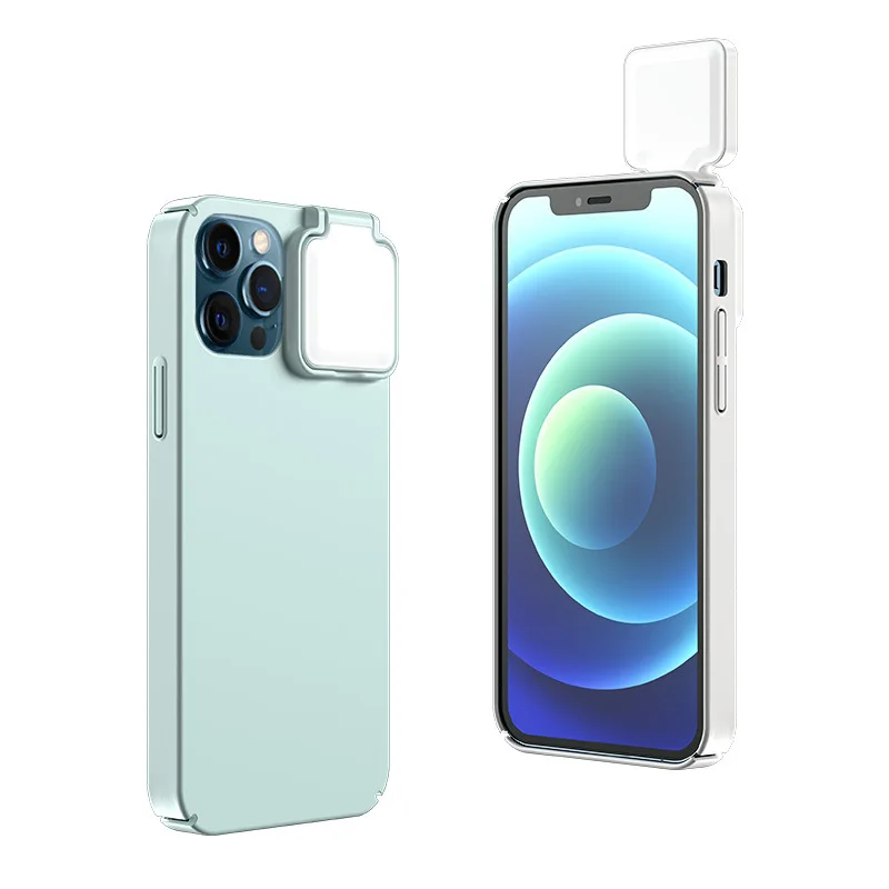 

Amazon makeup Apple12pro max Ring Flash phone case 12 Intelligent fill light 11 Tiktok same female mobile phone protective case, Black
